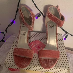 Pink velvet heels size 7